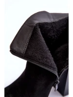 Kožené Boty Na Vysokém Podpatku Černé Liani Kožené Boty Na Vysokém Podpatku Černé Liani