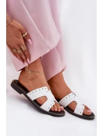 Zazoo 40326 Lakované Dámské Pantofle S Dekorativními Výřezy Bílé