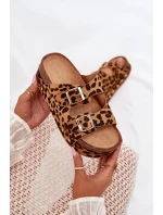 Dámské sandály s přezkami na masivní platformě leopard Odisene