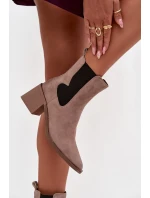 Dámské kožené semišové boty Artiker – béžové, zateplené, na podpatku