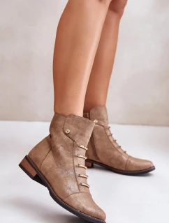 Dámské kotníkové boty ASA62-16 Hnědozlatá - Jezzi