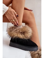Kožené Sněhové Boty Na Platformě S Kožíškem Černé Avirisa