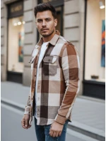 Pánská velbloudí kostkovaná flanelová košile FashionStreet DX2674