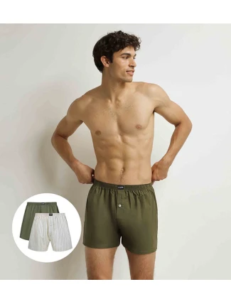 Pánské volné boxerky 2 ks DIM COTTON STRETCH LOOSE BOXER 2x - DIM - šedá