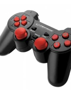 Gamepad Esperanza EGG106R (PC, PS2, PS3; barva černá, barva červená)