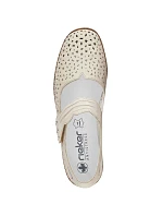 Dámská kožená prolamovaná obuv na suchý zip béžové barvy Rieker 41399-14