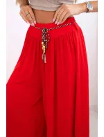 Dámské kalhoty z viskózy se širokými nohavicemi červený Dámské kalhoty z viskózy se širokými nohavicemi červený