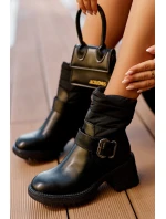 Ocieplane kožené botky s klíčem černé Osonia