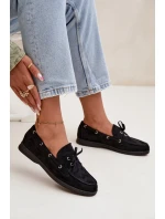 Dámské polobotky mokasíny se šněrováním Calivra – černé