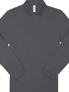 B&C My Polo 210 LSL Piqué polo s dlouhým rukávem z těžké bavlny 01.U427 dark grey