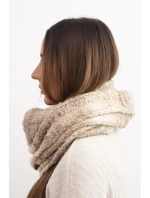 Dámský pletený melírovaný jemný šál na zimu KN20 béžový