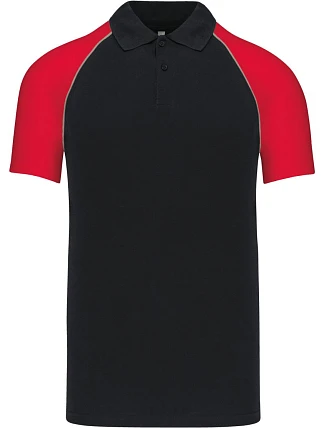 Kariban K 226 Baseballové piqué polo 20.K226 black/light grey/red