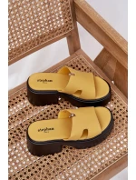 Dámské Pantofle Na Platformě A Masivním Podpatku Žluté Rizana