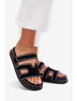 Dámské Pantofle S Dekorací Na Platformě Černé Delyna