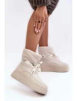 Dámské sněhule s ozdobným šněrováním světle béžová Siracna Dámské sněhule s ozdobným šněrováním světle béžová Siracna