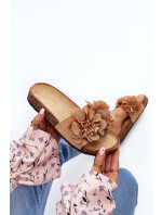 Dámské pantofle s květinami, Hnědá Lulania