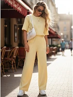 Dámská tepláková souprava s krátkým rukávem žlutá FashionStreet AY1167 Dámská tepláková souprava s krátkým rukávem žlutá FashionStreet AY1167