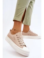 Nízké šněrovací tenisky Big Star LL274969 Béžové