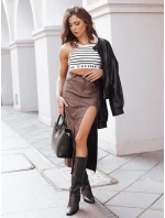 TOPAZ hnědá midi sukně FashionStreet CY0413