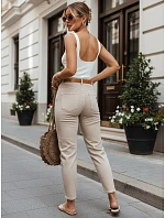 Dámské džínové kalhoty Mom Fit s páskem, béžové, FashionStreet UY3083