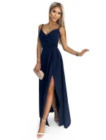 299-7 CHIARA elegantní maxi dlouhé šaty bez ramínek - ZELENÉ