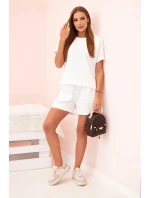 Dámský punto set s krátkými rukávy a šortkami ecru