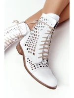 Prolamované Kožené Boty Nicole 2627 Bílé