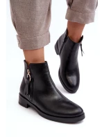 Ploché Dámské Kožené Boty Černé Vasica