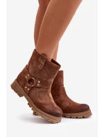 Dámské Botky Z Semiše Na Plochém Podpatku Hnědé Lewski 3610