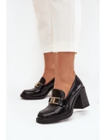 Dámské polobotky na sloupku se zlatým detailem Privelle – černé