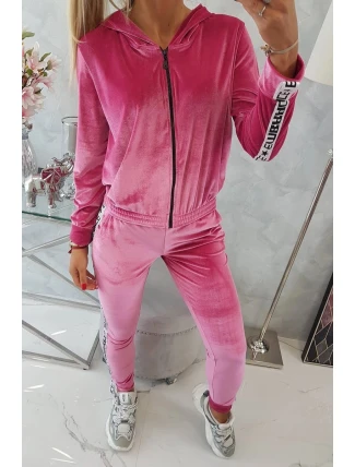 Velurová souprava s ozdobnými stuhami fuchsiová