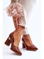 Kožené lodičky Lewski 3117 Hněde