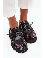 Lakované polobotky z pravé kůže s vzorem Artiker 57C0174 Černé Lakované polobotky z pravé kůže s vzorem Artiker 57C0174 Černé