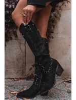 Dámské Kůže Kobyli Ze Zdobením Na Podpatku Černé Darella