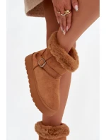 Ženské sněhule na platformě s přezkou a kožešinou Camel Jesella