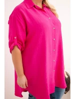 Dámská košile Plus Size z viskózy s delším zadním dílem fuchsie