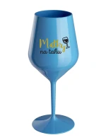 MATKY NA TAHU - modrá nerozbitná sklenice na víno 470 ml