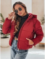 Dámská krátká zimní bunda GLAMVO s kapucí vínová FashionStreet TY4949