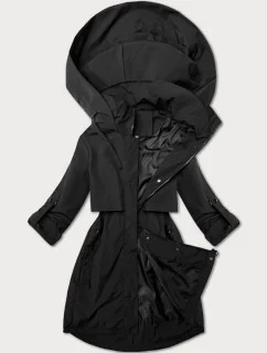 Jednoduchá černá dámská plus size bunda bez zateplení J Style (16M9257-392)