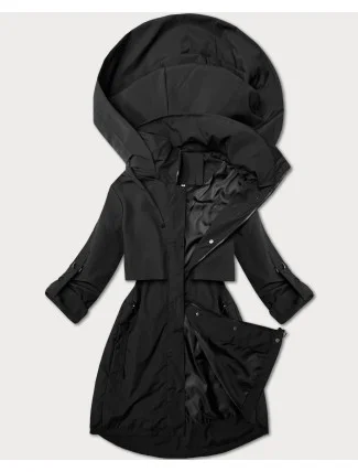 Jednoduchá černá dámská plus size bunda bez zateplení J Style (16M9257-392)