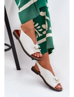 Sandály Na Ploché Podpatky S Dekorací Eko Kůže Bílé Tillireta