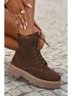 Semišové dámské workery s šněrováním Big Star SS274792 hnědé Semišové dámské workery s šněrováním Big Star SS274792 hnědé