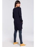 B101 Tunika nadměrné velikosti s dělenými boky - tmavě modrá