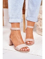 Dámské Sandály Na Podpatku Pudrově Růžové Lexi
