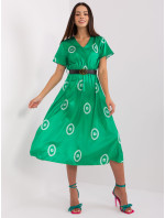 Zelené midi koktejlové šaty s potiskem