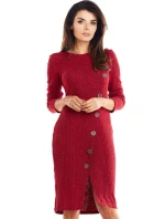 Denní dámské šaty A342 bordó - Awama Denní dámské šaty A342 bordó - Awama