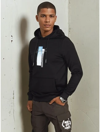 Pánská mikina s kapucí černá FashionStreet BX5725