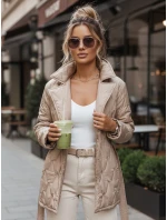 Dámská přechodná bunda s páskem béžová FashionStreet TY5589
