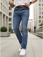 Pánské džínové kalhoty slim fit s páskem modré FashionStreet UX4490