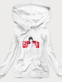 Bílá dámská sportovní mikina s kapucí (N4596)